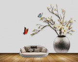 Avikalp MWZ1520 Yellow White Flowers Butterflies 3D HD Wallpaper