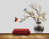 Avikalp MWZ1520 Yellow White Flowers Butterflies 3D HD Wallpaper