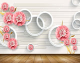 Avikalp MWZ1523 Pink White Flowers Leaves 3D HD Wallpaper