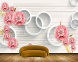 Avikalp MWZ1523 Pink White Flowers Leaves 3D HD Wallpaper