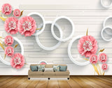Avikalp MWZ1523 Pink White Flowers Leaves 3D HD Wallpaper