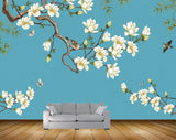 Avikalp MWZ1528 White Yellow Flowers Birds HD Wallpaper