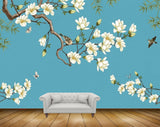 Avikalp MWZ1528 White Yellow Flowers Birds 3D HD Wallpaper