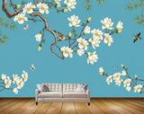 Avikalp MWZ1528 White Yellow Flowers Birds 3D HD Wallpaper