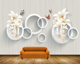 Avikalp MWZ1530 White Orange Flowers Butterflies HD Wallpaper