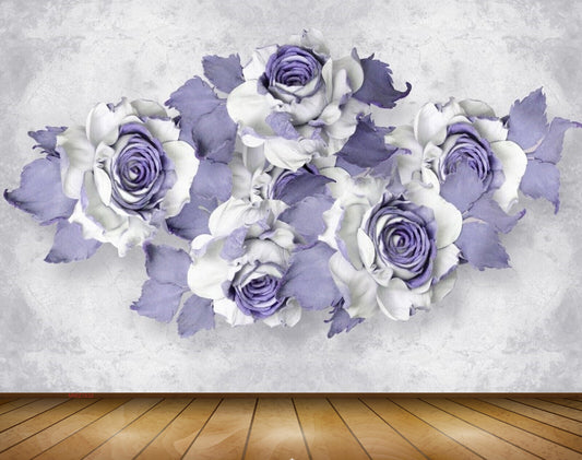 Avikalp MWZ1532 White Purple Flowers 3D HD Wallpaper