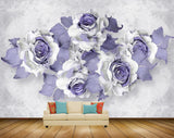 Avikalp MWZ1532 White Purple Flowers 3D HD Wallpaper