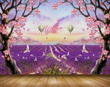 Avikalp MWZ1535 Pink White Butterflies Parachutes Birds Trees 3D HD Wallpaper