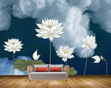 Avikalp MWZ1536 White Flowers Leaves HD Wallpaper
