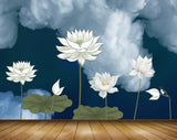 Avikalp MWZ1536 White Flowers Leaves 3D HD Wallpaper