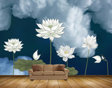 Avikalp MWZ1536 White Flowers Leaves 3D HD Wallpaper