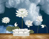 Avikalp MWZ1536 White Flowers Leaves 3D HD Wallpaper