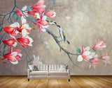 Avikalp MWZ1544 Pink White Flowers Branches Birds HD Wallpaper
