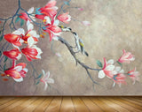 Avikalp MWZ1544 Pink White Flowers Branches Birds 3D HD Wallpaper