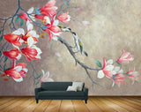 Avikalp MWZ1544 Pink White Flowers Branches Birds 3D HD Wallpaper