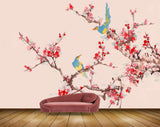 Avikalp MWZ1545 Pink White Flowers Birds Branches 3D HD Wallpaper