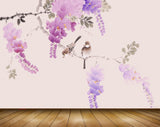 Avikalp MWZ1546 Pink Purple Flowers Birds 3D HD Wallpaper