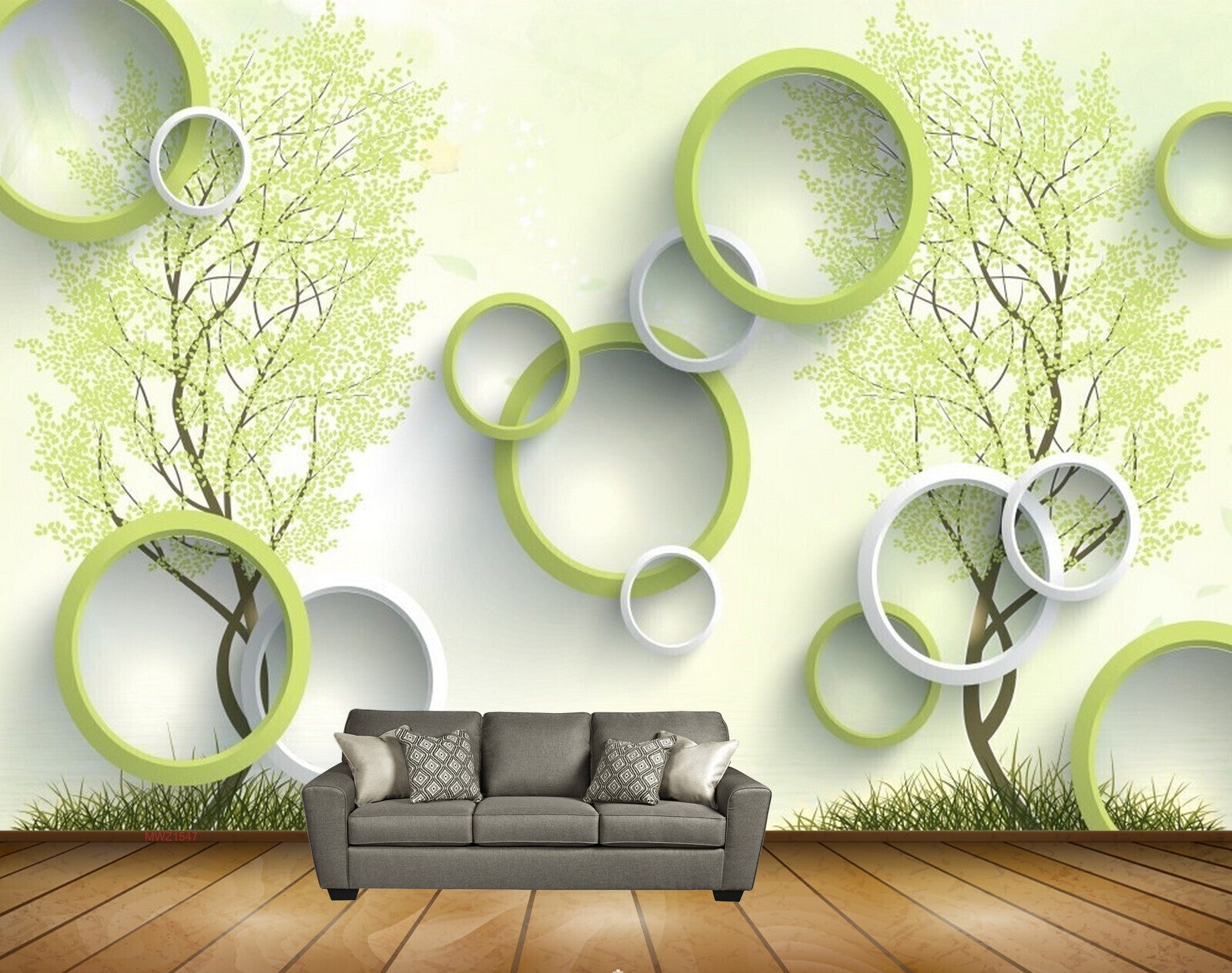 Avikalp MWZ1547 Green Leaves Trees 3D HD Wallpaper