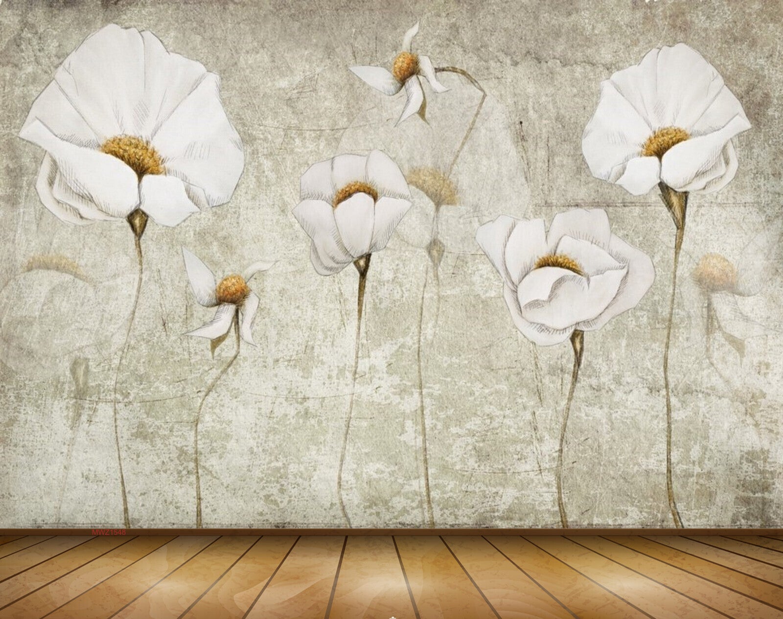 Avikalp MWZ1548 White Orange Flowers 3D HD Wallpaper