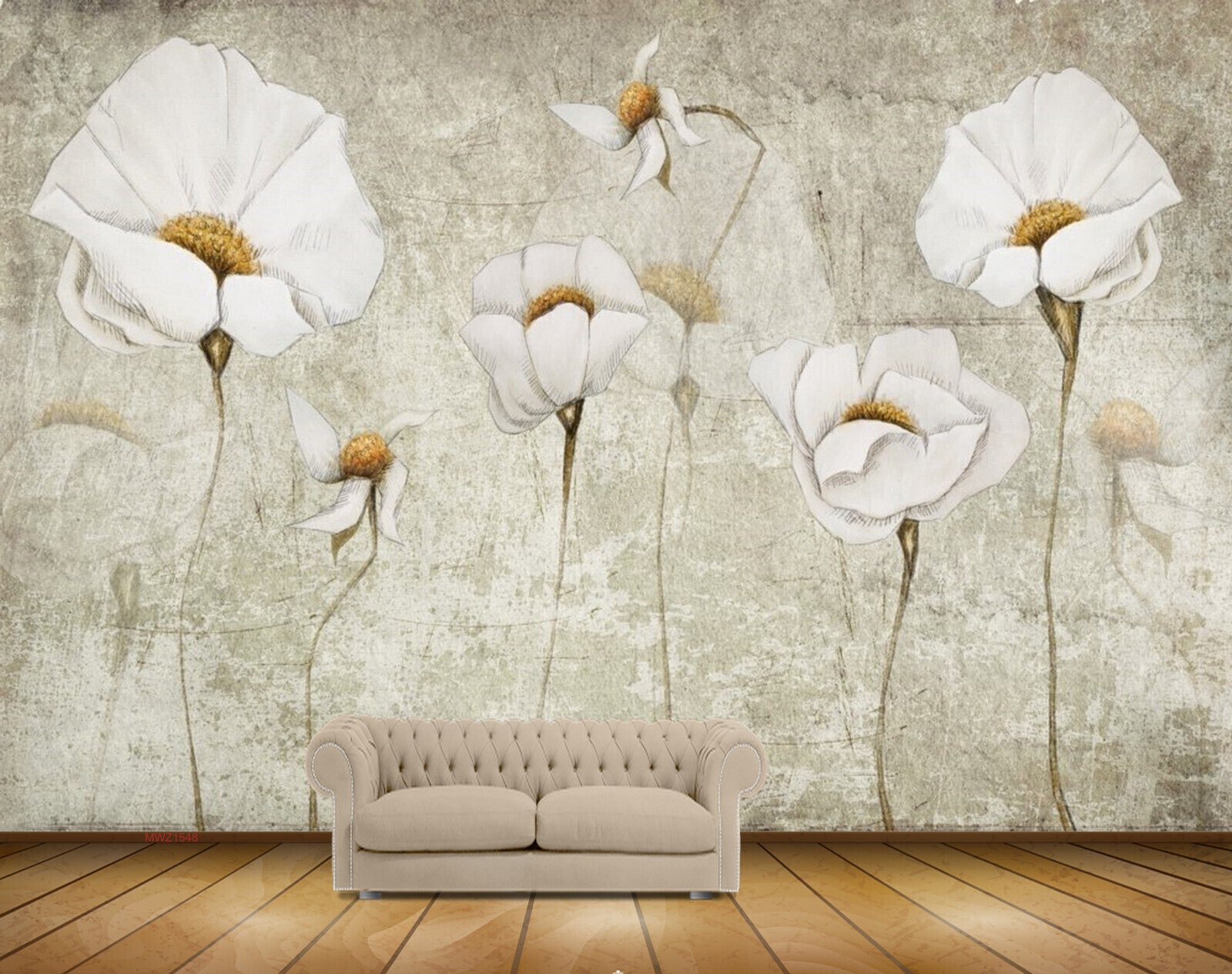 Avikalp MWZ1548 White Orange Flowers 3D HD Wallpaper