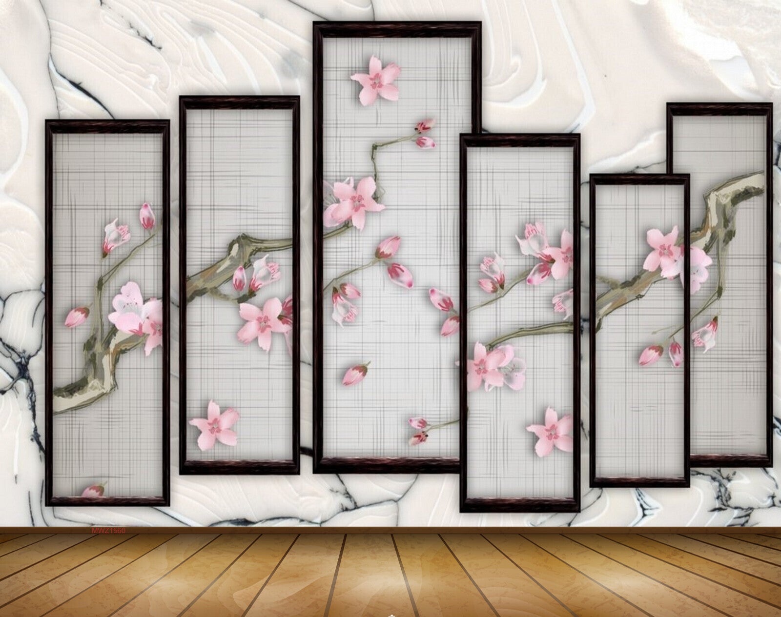 Avikalp MWZ1560 Pink White Flowers Branches 3D HD Wallpaper