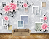 Avikalp MWZ1563 Pink White Flowers Leaves 3D HD Wallpaper