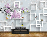 Avikalp MWZ1564 Pink White Flowers Butterflies HD Wallpaper