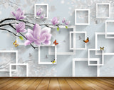 Avikalp MWZ1564 Pink White Flowers Butterflies 3D HD Wallpaper