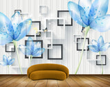 Avikalp MWZ1566 Blue Flowers Butterflies HD Wallpaper