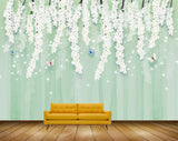 Avikalp MWZ1570 White Flowers Butterflies 3D HD Wallpaper