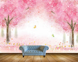 Avikalp MWZ1571 Pink Flowers Trees Butterflies 3D HD Wallpaper