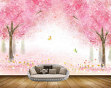 Avikalp MWZ1571 Pink Flowers Trees Butterflies 3D HD Wallpaper