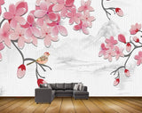 Avikalp MWZ1572 Pink White Flowers Bird 3D HD Wallpaper