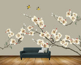 Avikalp MWZ1576 White Flowers Branches Birds HD Wallpaper