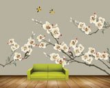 Avikalp MWZ1576 White Flowers Branches Birds 3D HD Wallpaper