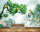 Avikalp MWZ1577 Parrots Trees Flowers Cranes Branches 3D HD Wallpaper