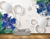 Avikalp MWZ1583 Blue Flowers Butterflies HD Wallpaper