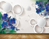 Avikalp MWZ1583 Blue Flowers Butterflies 3D HD Wallpaper