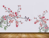 Avikalp MWZ1585 Pink White Flowers Birds Trees 3D HD Wallpaper