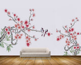 Avikalp MWZ1585 Pink White Flowers Birds Trees 3D HD Wallpaper