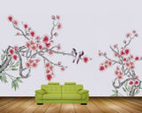 Avikalp MWZ1585 Pink White Flowers Birds Trees 3D HD Wallpaper