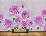 Avikalp MWZ1587 Pink Flowers Butterflies 3D HD Wallpaper