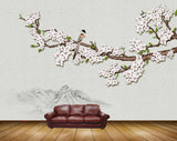 Avikalp MWZ1588 White Pink Bird Tree HD Wallpaper