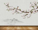Avikalp MWZ1588 White Pink Bird Tree 3D HD Wallpaper