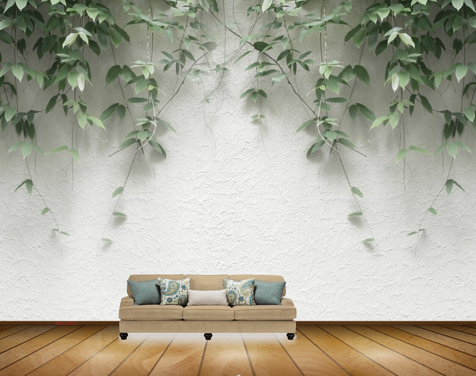 Avikalp MWZ1593 Green Leaves Creepers 3D HD Wallpaper