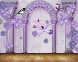 Avikalp MWZ1595 Birds Purple Flowers 3D HD Wallpaper