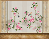 Avikalp MWZ1597 Pink Rose Flowers Birds 3D HD Wallpaper
