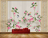 Avikalp MWZ1597 Pink Rose Flowers Birds 3D HD Wallpaper