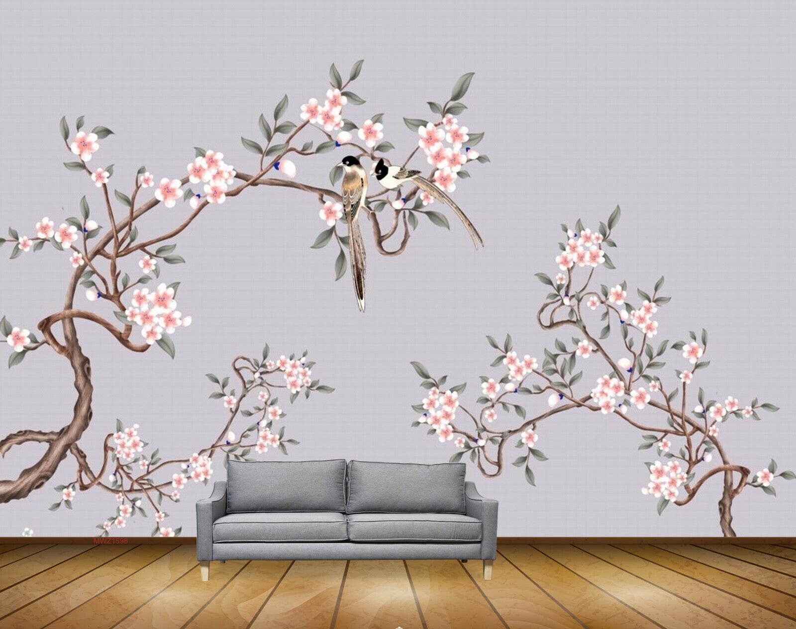 Avikalp MWZ1598 White Orange Flowers Trees HD Wallpaper