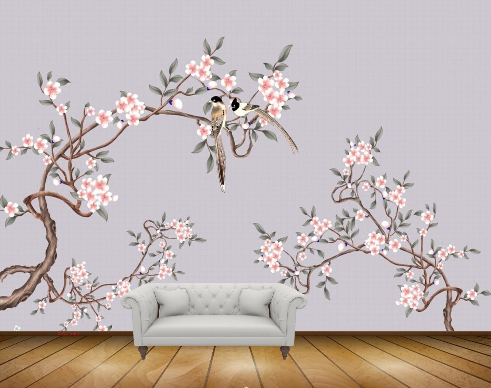 Avikalp MWZ1598 White Orange Flowers Trees 3D HD Wallpaper